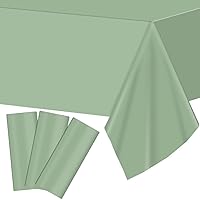 3 Pack Sage Green Plastic Tablecloths Light Green Disposable Tablecloth Waterproof Sage Green Table Cover Party Supplies for Birthday Party Decorations Rectangle Tables Baby Shower, 108 x 54 Inch