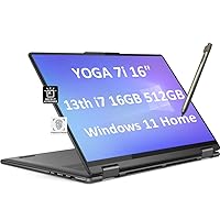 Lenovo Yoga 7i 7 16'' FHD+ 2-in-1 Touchscreen (Intel 13th Gen 10-Core i7-1355U, 16GB LPDDR5 RAM, 512GB SSD, Active Stylus) Laptop, 12.5-Hr Battery Life, Backlit, FP, 1080p Webcam, Storm Grey