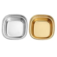2pcs Seasoning Dish Sushi Dipping Bowls Pastry Plate Sauce Plate Nut Bowl Candy Plate Stainless Steel Sauce Dishes Kimchi Bowl 304 Stainless Steel Pickles Salad Dressing