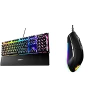 SteelSeries Apex 5 Hybrid Mechanical Gaming Keyboard – Per-Key RGB Illumination – Aircraft Grade Alu with Rival 3 Gaming Mouse