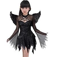 Halloween Cosplay Angel Dress Princess Dress with Wings and Halo for Girls 3pcs