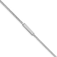 Saris and Things 14K White Gold Semi-Solid Anchor Link ID Bracelet