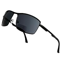 Bifocal Sunglasses for Women Men Reading Sunglasses with Spring Hinge Outdoor Reader (Black,1.75)