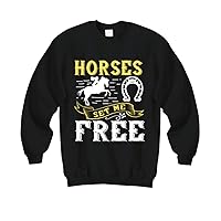 Horse Sweatshirt - Horses Set me Free - Black