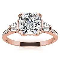 14K Solid Rose Gold Handmade Engagement Ring 1.00 CT Cushion Cut Moissanite Diamond Solitaire Wedding/Bridal Ring for Women/Her Awesome Ring