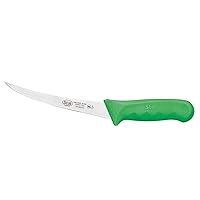 Winco KWP-60G Stäl Stamped Cutlery Boning Knife 6' Flexible Stainless Steel Blade, Green Plastic Handle