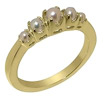 Solid 10k Yellow Gold Cultured Pearl Womens band Ring - Sizes 4 to 12 Available
