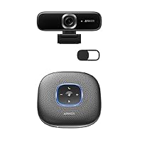 Anker PowerConf C300 Smart Full HD Webcam & PowerConf Bluetooth Speakerphone with 6 Microphones, 24 Hour Call Time, Bluetooth 5, USB C Connection, Compatible with Leading Platforms (Renewed)