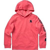 Carhartt Girls' Hoodie Fleece Pullover Sweatshirt, Pink Lemonade, 5