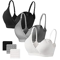 Wireless Nursing Bras for Breastfeeding 3 Pack Maternity Bras for Pregnancy Supportive for Women with Extra Extenders
