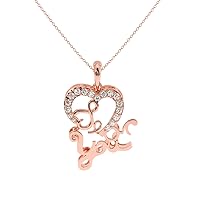 VVS Gems Love You Pendant in 18K Gold with Round Cut Natural Diamond (0.18 ct) | White/Yellow/Rose Gold Chain Valentine Gift Necklace for Women (IJ-SI)