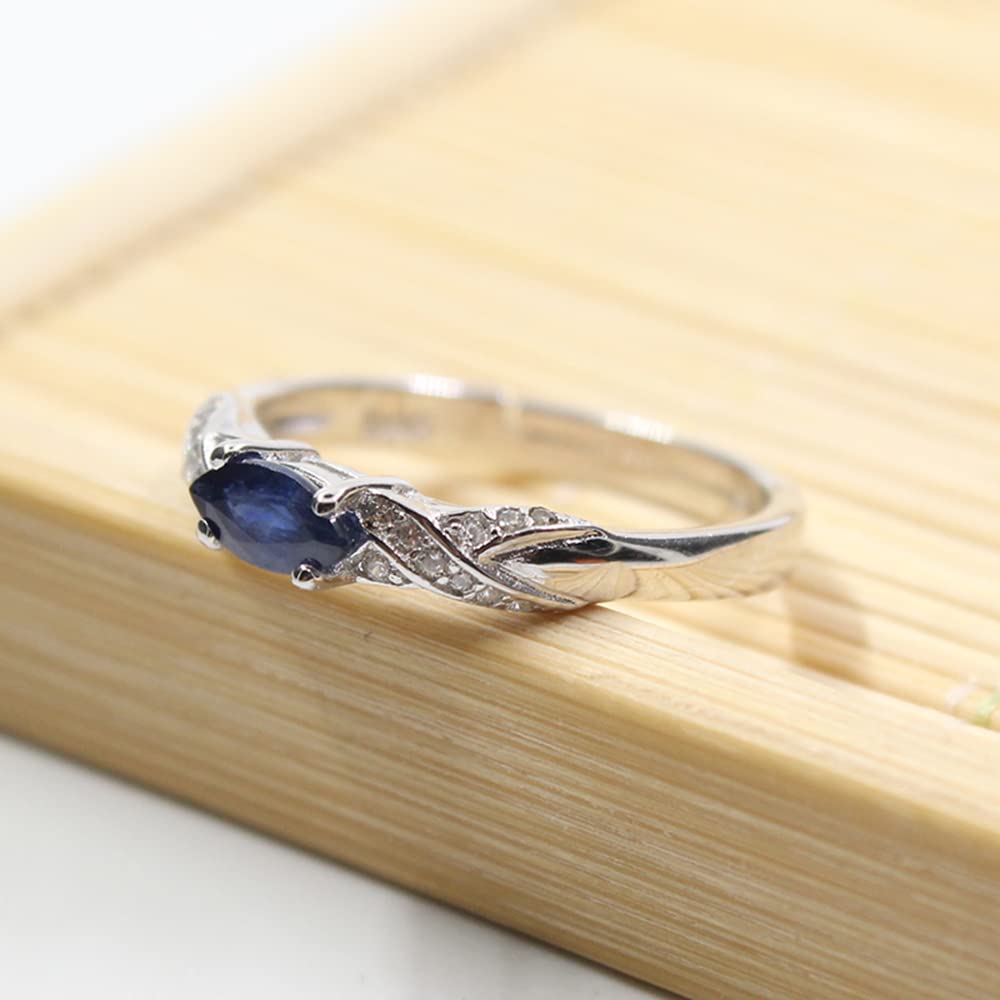 3mm*6mm Natural Sapphire Ring 925 Silver Sapphire Jewelry