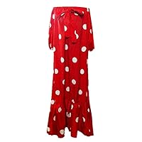 Women Summer Dot Shoulder Dress Ruffle Bow Party Dresses