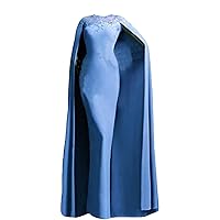 Women's Mother Of The Bride Party Prom Dress With Cape Neck Lace