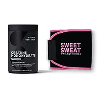Sports Research Creatine Monohydrate and Sweet Sweat Waist Trimmer - Black/Pink (Large)