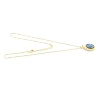 Guntaas Gems Adorable Labradorite Necklace Brass Gold Plated Oval Pendant Necklace Engagement Gift Jewelry