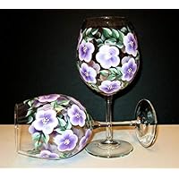 Hand Painted Wine Glasses-Lavender Floral