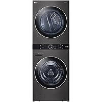 LGE WKEX200H Single Unit Washtower With Center Control 4.5 Cu.Ft. Front Load Washer & 7.4 Cu.Ft. Electric Dryer (Black Steel)