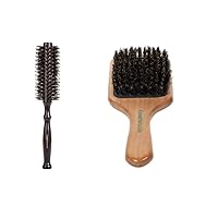 GranNaturals Boar Bristle Round Brush and Boar Bristle Paddle Hair Brush