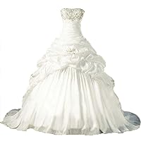 Women's Vintage Embroidery Taffeta Wedding Dress Bridal Gowns