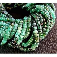 Kashish Gems & Jewels Natural Emerald Gemstone Faceted Beads | Emerald Roundells Beads Necklace | Precious Gemstone Beads for Necklace & Bracelet | Size 4-5 MM 13
