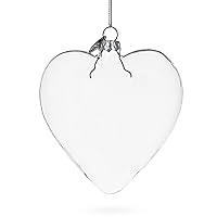 Heart Shape - Blown Clear Glass Christmas Ornament 4.1 Inches (105 mm)
