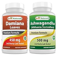 Best Naturals Damiana Leaves 450 mg & Ashwagandha Extract 500 Mg
