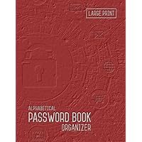 Password Book Organizer Alphabetical: 8.5 x 11 Password Notebook with Tabs Printed | Smart Red Design