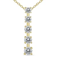 SZUL Certified 1/2 Carat TW - 1 1/2 Carat TW Diamond Journey Pendant Available in 14K White and 14K Yellow Gold