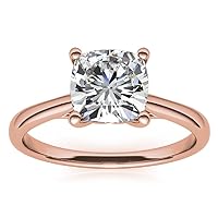 14K Solid Rose Gold Handmade Engagement Ring 1.00 CT Cushion Cut Moissanite Diamond Solitaire Wedding/Bridal Ring for Woman/Her Beautiful Ring
