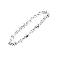 Rylos Bracelets for Women 925 Sterling Silver Serenity Wave Tennis Bracelet Gemstone & Genuine Diamonds Adjustable to Fit 7