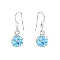 Genuine Gems Sky Blue Blue Topaz 925 Silver Wire Earring - most jewellery gift for grandfather