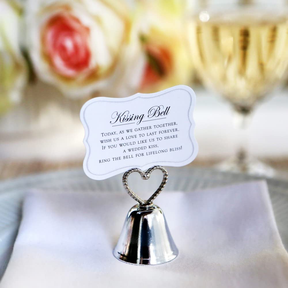 Kate Aspen (Set of 24) Silver Kissing Bells Place Card Holders, Wedding Bells For Ringing At Wedding, Wedding Decorations, Wedding Favors, Place Settings