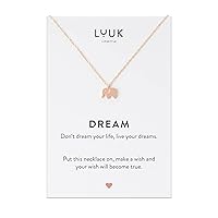 LUUK LIFESTYLE Stainless steel necklace with heart I star I elephant pendant and card with DREAM saying, lucky charm, women's jewellery, gift idea, silver, gold, rosé