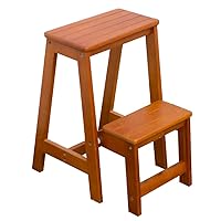 Step Stool,2 in 1 Lightweight Folding Portable Multifunctionalfolding Step Stool,Solid Wood Step Stool Stair Chair Multi-Function 2 Step Stepladders Home Library Office Ascending Stool