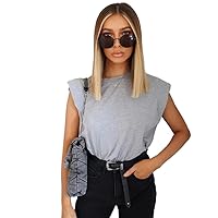Colors Women Summer Loose Casual Tops Ladies Color Neck -Shirts Sleeveless Shoulder -Shirts Outfits