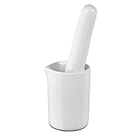 Deep Mortar and Long Pestle, Mini Ceramic Crusher Set, 4 fl oz, for Crushing Hard Pills, Tablets, Spices, Pods, Medicines, etc, 2.36-inch White