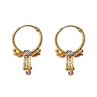 22K/18K Real Certified Fine Yellow Gold Classy Chain Hoop Earrings