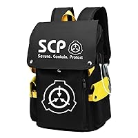 SCP Anime Cosplay 15.6 Inch Laptop Backpack Rucksack with USB Charging Port and Headphone Jack Yellow