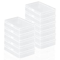 Rocutus Clear Plastic Beads Storage Containers Empty Mini Storage Containers Box,12 Pack Plastic Storage Containers with Lids,Beads Storage Box with Hinged Lid for Beads(4.5 x 3.3 x 1.1 inch)