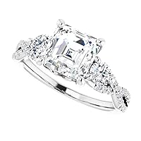 Entrancing Abstract Engagement Asscher Cut 2.10CT, VVS1 Clarity, Colorless Moissanite Ring, 925 Sterling Silver, Wedding Ring, Promise Ring, Perfact for Gift Or As You Want