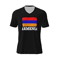 Armenian Flag Coat of Arms of Armenia T-Shirts Mens Casual T-Shirts V-Neck Short Sleeve Shirt