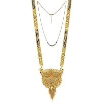 Frienemy Home Presents Traditional Necklace Pendant Gold Plated Hand Meena 30Inch Long and 18Inch Short Free Size Chain Combo of 2 Mangalsutra/Tanmaniya/Nallapusalu/Black #Frienemy-1405, 76.2 x 5.8 x 76.2 cm, Mix, Mix