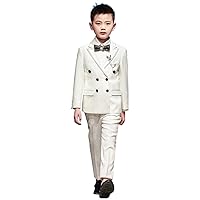 Boys' Solid Three-Piece Suit,Double Breasted Peak Lapel Tuxedos,Banquet Pageboy Party Prom