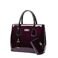 2PCS Bags Patent Leather Handbag Purple
