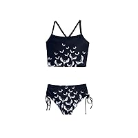 PattyCandy Eye Balls Black Halloween and Spider Webs Girls Party Tankini Swimsuit Set for 2-13 Years