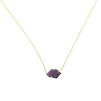 Guntaas Gems Amethyst Rough Look Pendent With Chain Brass Gold Plated Girls Wear Gift & Her..