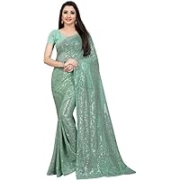 Bollywood Style Sarees Georgette with Heavy Sequence Work Saree with Unstitched Blouse for Party wear