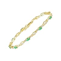 Rylos Bracelets for Women Yellow Gold Plated Silver Serenity Wave Tennis Bracelet Gemstone & Genuine Diamonds Adjustable to Fit 7