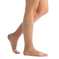 Women’s Knee High 20-30 mmHg Graduated Compression Open Toe Sheer Socks – Firm Pressure Compression Garment